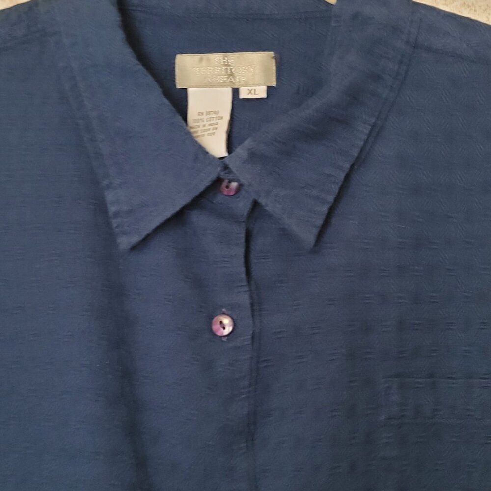 Navy Blue Woven Long Sleeve Shirt Territory Ahead Size XL
